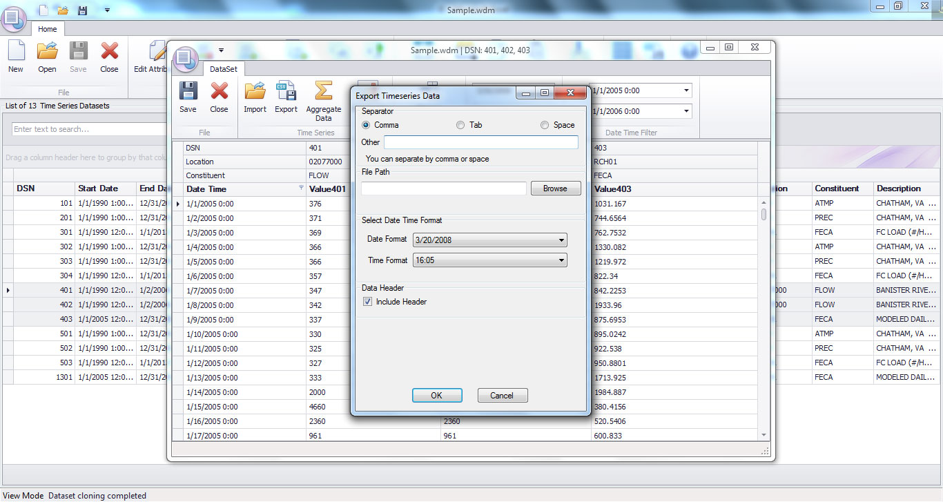 WDM Toolkit Time Series Operations