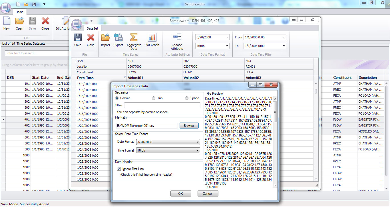 WDM Toolkit Import and Export